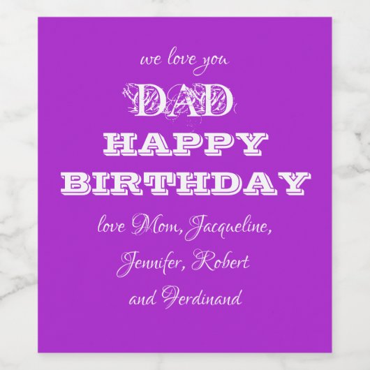 ハッピーバースデー私たちは愛あなたパパ子供の名前かわいい ワインラベル (シングルラベル)