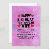 ハッピーバースデー私の素晴らしい妻カードセンチメンタル (正面/裏面)