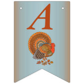 ハッピーバースデー秋の色オスの七面鳥ブルー バンティングフラッグ (第2の旗)