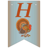 ハッピーバースデー秋の色オスの七面鳥ブルー バンティングフラッグ (第1の旗)