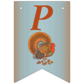 ハッピーバースデー秋の色オスの七面鳥ブルー バンティングフラッグ (第3の旗)