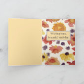 ハッピーバースデー秋の花の水色 カード (内部)