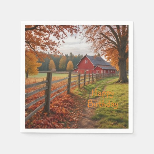 ハッピーバースデー秋 スタンダードカクテルナプキン (正面)