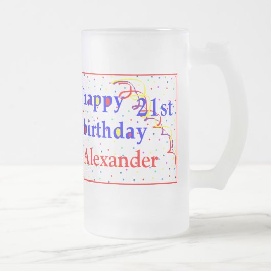 ハッピーバースデー第21は個人化なります フロストグラスビールジョッキ (右)