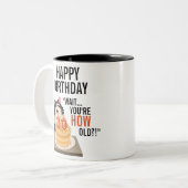 ハッピーバースデー第30期白黒キャットユーモアおもしろい ツートーンマグカップ (正面左)