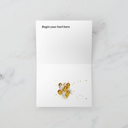 ハッピーバースデー第40期黒番と金ゴールド誕生日の写真 カード (内部)