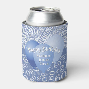 ハッピーバースデー第60数パターン青および白 缶クーラー