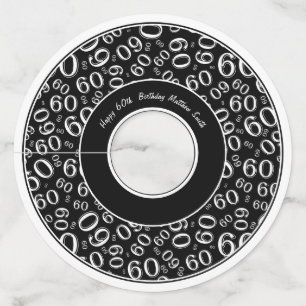 ハッピーバースデー第60白黒数テーマ ワイングラスタグ
