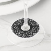 ハッピーバースデー第60白黒数テーマ ワイングラスタグ (クローズアップ)