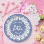 ハッピーバースデー第70の青および白い数パターン ペーパープレート (パーティー)