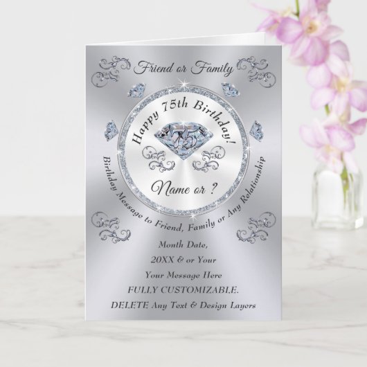 ハッピーバースデー第75誕生日の願い カード (蘭)