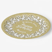 ハッピーバースデー第80の金ゴールドおよび白い数パターン ペーパープレート (アングル)