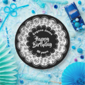 ハッピーバースデー第80白黒数パターン ペーパープレート (パーティー)