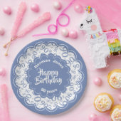 ハッピーバースデー第90の青および白い数パターン ペーパープレート (パーティー)