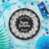 ハッピーバースデー第90白黒数パターン ペーパープレート (パーティー)