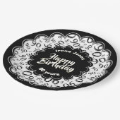 ハッピーバースデー第90白黒数パターン ペーパープレート (アングル)