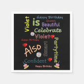 ハッピーバースデー紙ナプキンスミレ スタンダードカクテルナプキン (正面)