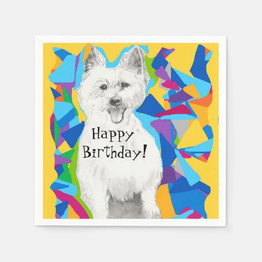 ハッピーバースデー紙ナプキンス スタンダードカクテルナプキン (正面)