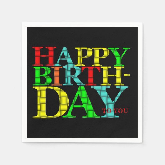 ハッピーバースデー紙ナプキンス スタンダードカクテルナプキン (正面)