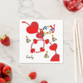 ハッピーバースデー紙ナプキンス、赤いハート スタンダードカクテルナプキン (インサイチュ)