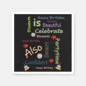 ハッピーバースデー紙ナプキンズエリザベス スタンダードカクテルナプキン (正面)