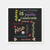 ハッピーバースデー紙ナプキンズオーブリー スタンダードカクテルナプキン (正面)