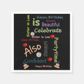 ハッピーバースデー紙ナプキンズシスターインロー スタンダードカクテルナプキン (正面)