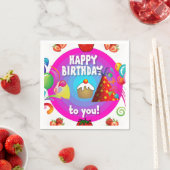 ハッピーバースデー紙ナプキンズストロベリー スタンダードカクテルナプキン (インサイチュ)