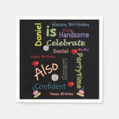 ハッピーバースデー紙ナプキンズダニエル スタンダードカクテルナプキン (正面)