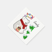 ハッピーバースデー紙ナプキンズポーラーベア スタンダードカクテルナプキン (角)