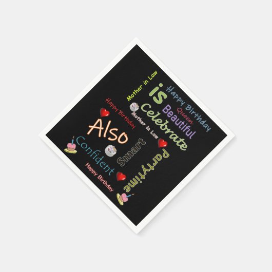 ハッピーバースデー紙ナプキンズマザーインロー スタンダードカクテルナプキン (角)