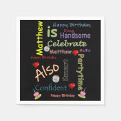 ハッピーバースデー紙ナプキンズマタイ スタンダードカクテルナプキン (正面)