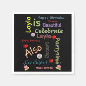 ハッピーバースデー紙ナプキンズラヤ スタンダードカクテルナプキン (正面)