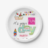 ハッピーバースデー紙プレートおもしろいカップケーキ ペーパープレート (正面)