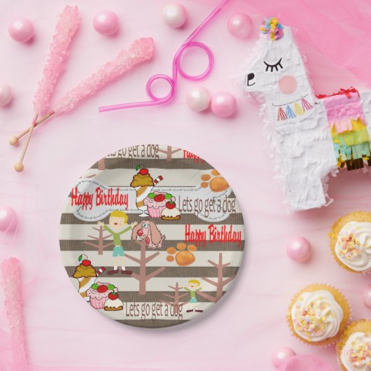 ハッピーバースデー紙プレートが犬を願う ペーパープレート (パーティー)