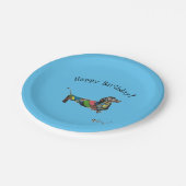 ハッピーバースデー紙プレートとDachshund ペーパープレート (アングル)