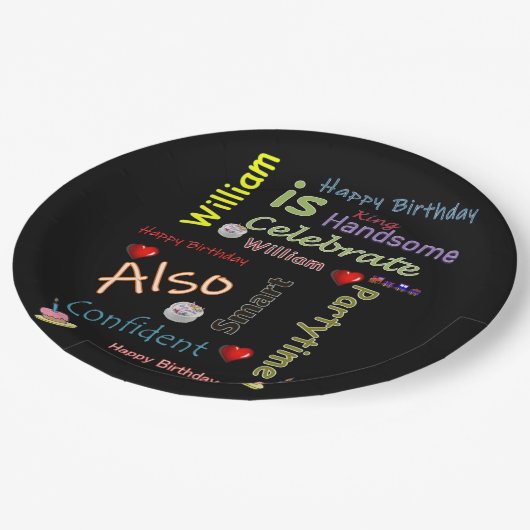 ハッピーバースデー紙プレートウィリアム ペーパープレート (アングル)