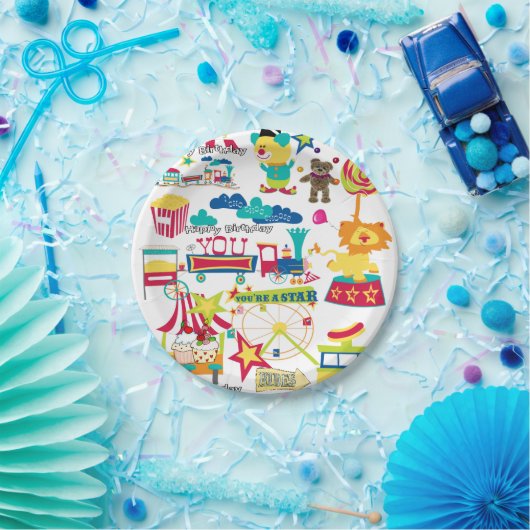 ハッピーバースデー紙プレートカーニバル回路 ペーパープレート (パーティー)