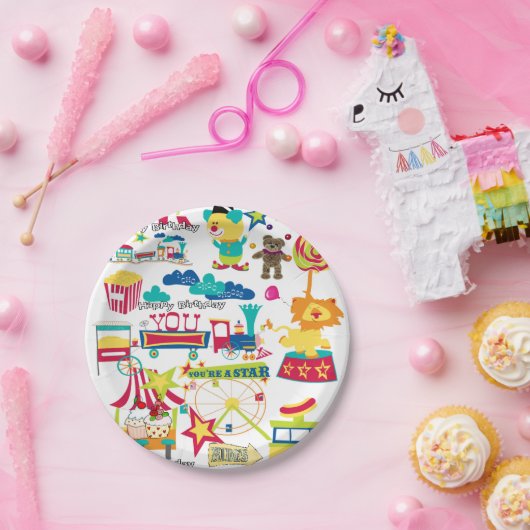 ハッピーバースデー紙プレートカーニバル回路 ペーパープレート (パーティー)