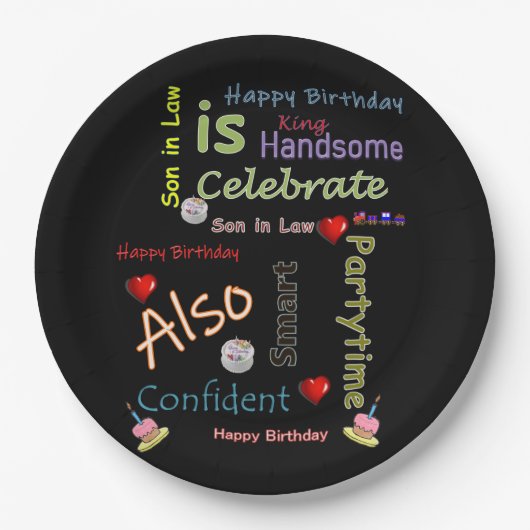 ハッピーバースデー紙プレートソンイン法 ペーパープレート (正面)