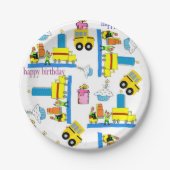 ハッピーバースデー紙プレートトラックバス ペーパープレート (正面)