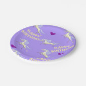 ハッピーバースデー紙プレートパープルユニコーン ペーパープレート (アングル)