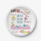 ハッピーバースデー紙プレートフレンズファミリー ペーパープレート (正面)