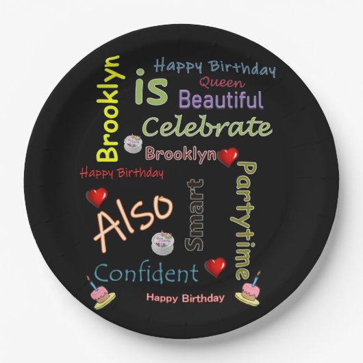 ハッピーバースデー紙プレートブルックリン ペーパープレート (正面)