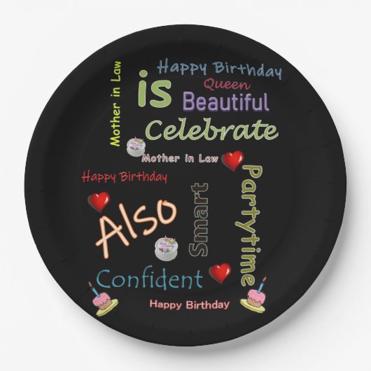 ハッピーバースデー紙プレートマザー・イン・ロー ペーパープレート (正面)
