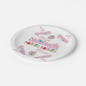 ハッピーバースデー紙プレート祝ピンク ペーパープレート (アングル)