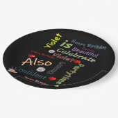 ハッピーバースデー紙プレート紫 ペーパープレート (アングル)