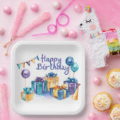 ハッピーバースデー紙プレート ペーパープレート (パーティー)