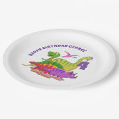 ハッピーバースデー紙プレート – 恐竜 ペーパープレート (アングル)