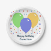 ハッピーバースデー紙プレート（有色気球） ペーパープレート (正面)